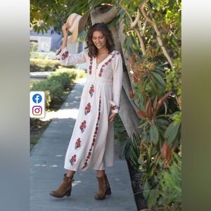 Blue Boheme Embroidered Maxi Dress